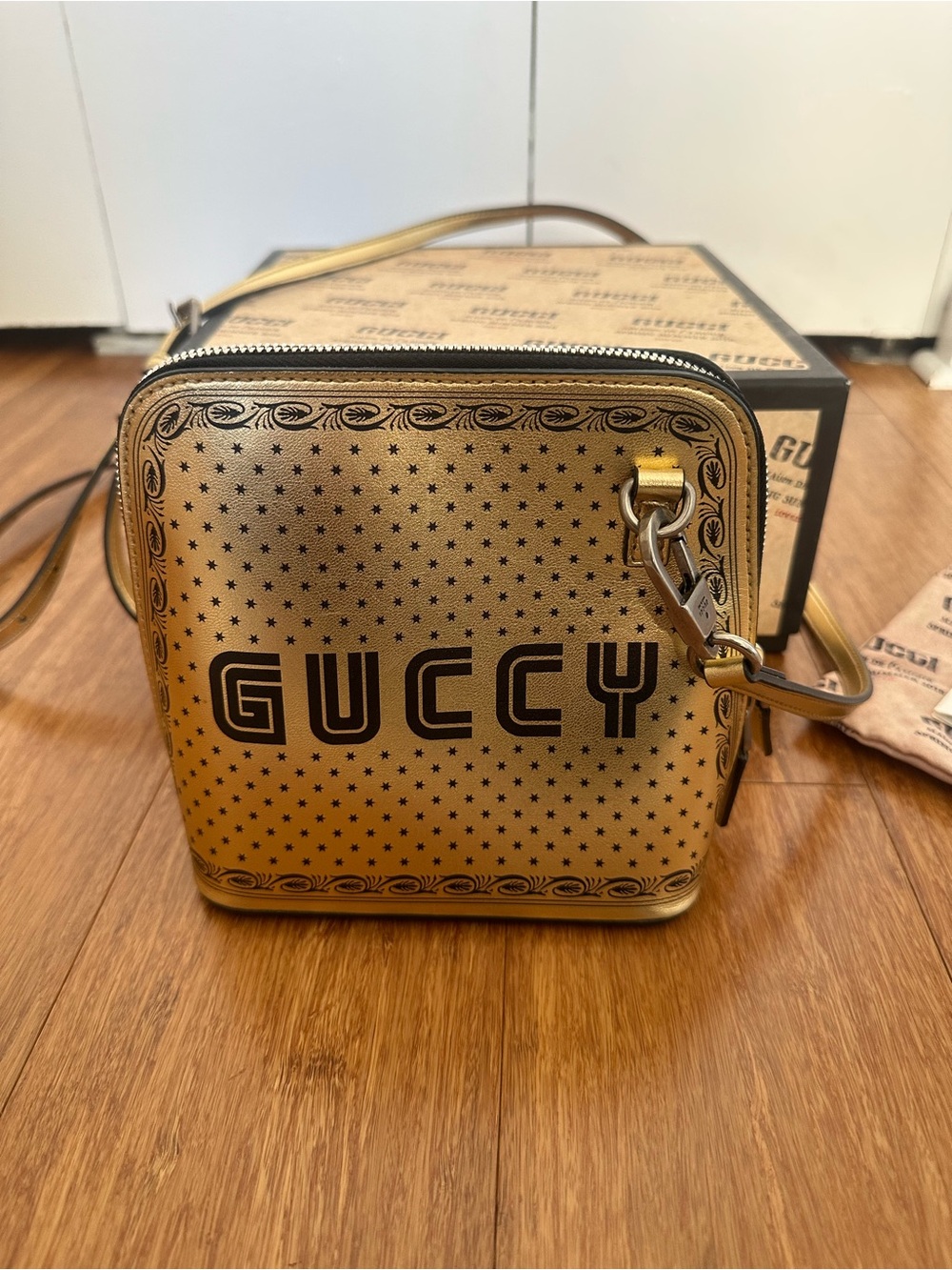 Gucci Gold Metallic GUCCY Crossbody Bag